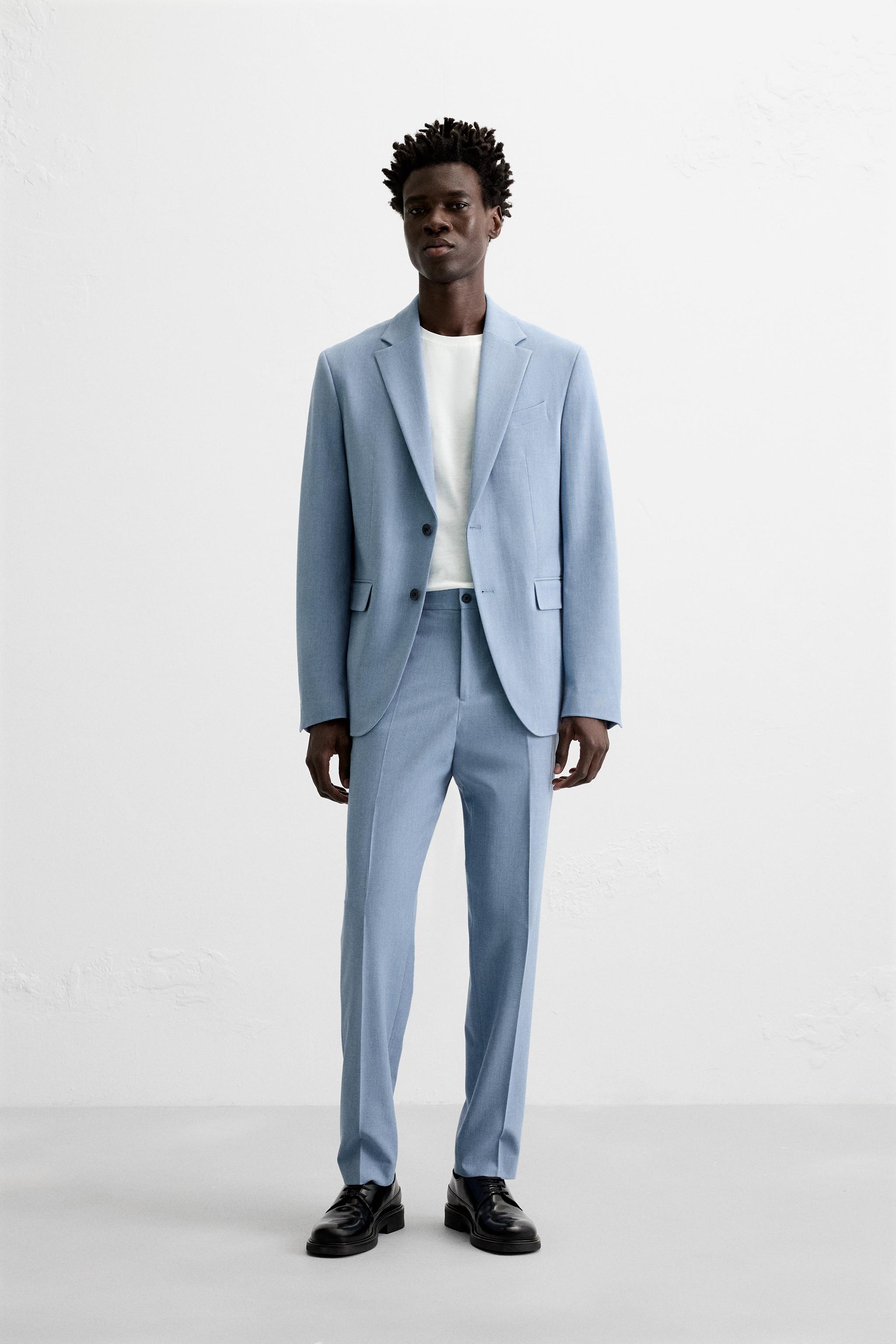 TEXTURED SUIT TROUSERS Sky blue ZARA Cambodia