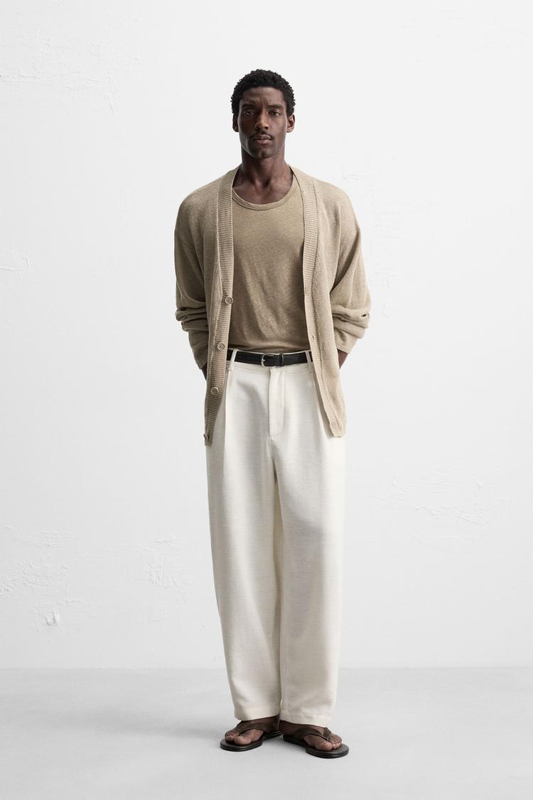 RELAXED FIT PLEATED TROUSERS Ecru ZARA Thailand