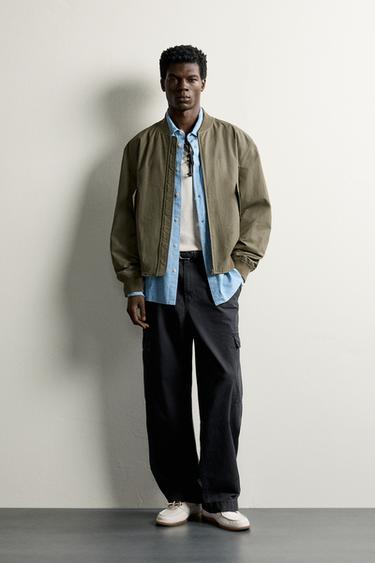 REGULAR FIT BOMBER JACKET - Khaki by Zara - Image 0