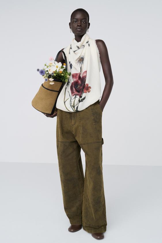 100% WOOL PRINTED SCARF - Printed by Zara - Image 0
