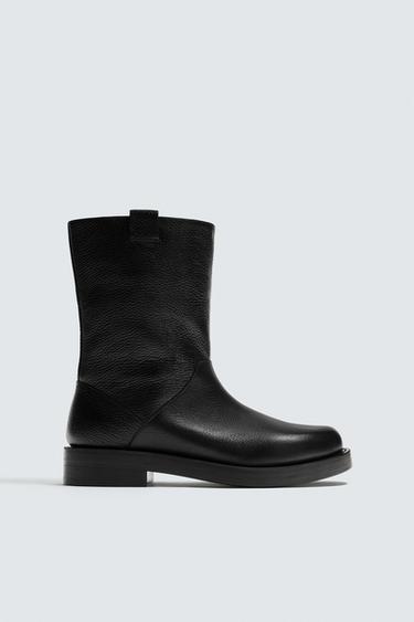 BOTA ALTA EM PELE - Preto da Zara