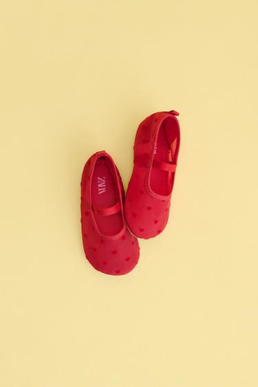 HEART BALLET FLATS - Red by Zara