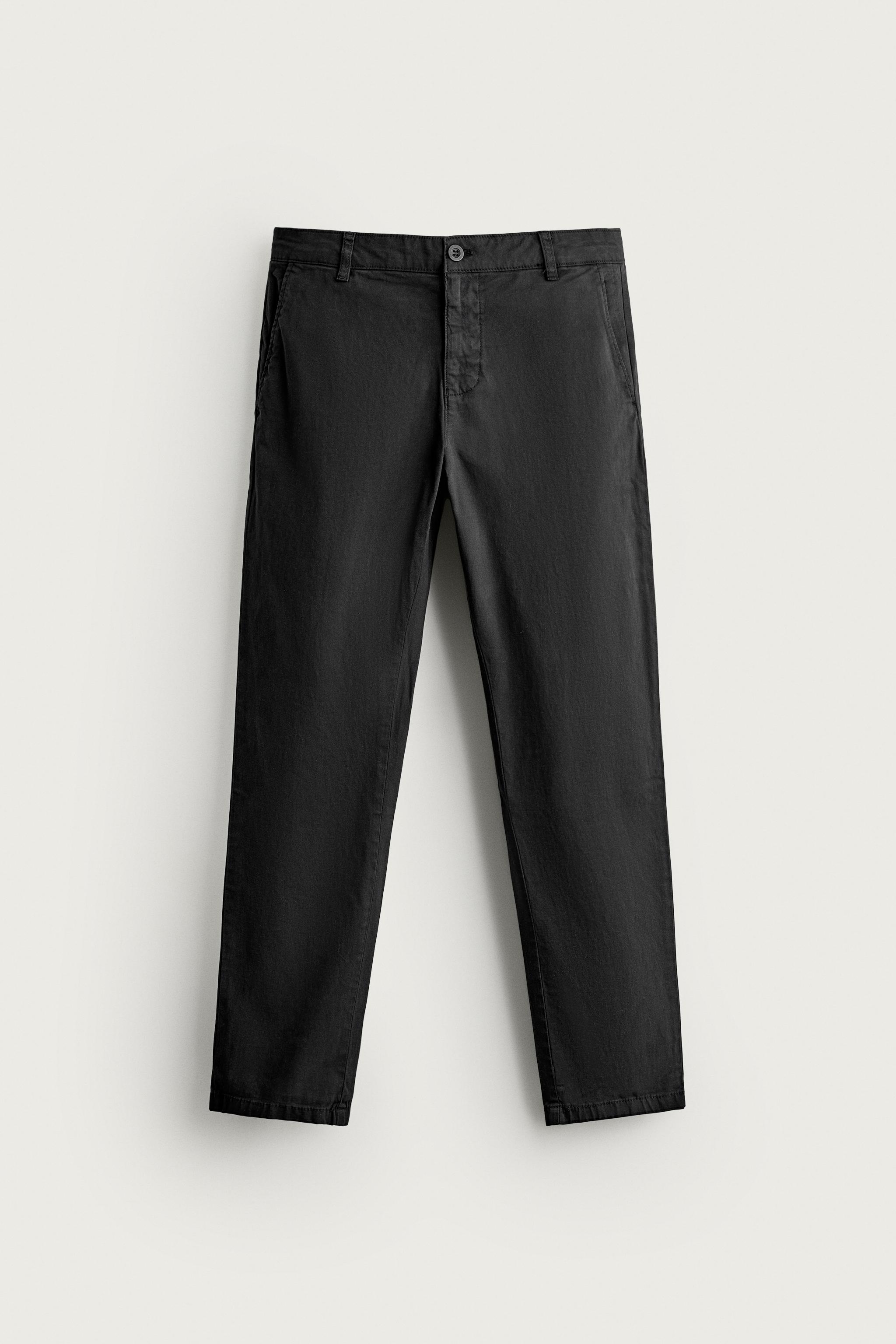 SKINNY FIT CHINO PANTS — Black