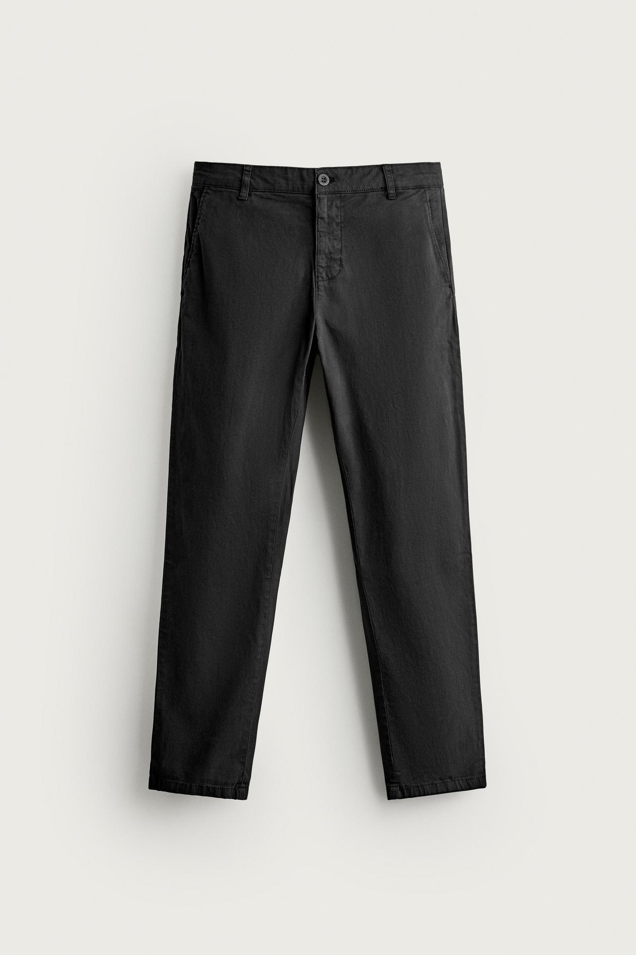 SKINNY FIT CHINO PANTS — Black