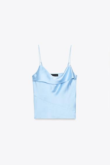 SATIN CAMISOLE TOP - Pastel blue by Zara