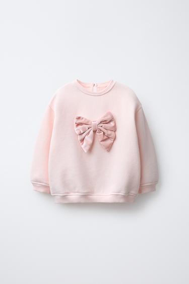 VELVET BOW SWEATSHIRT - Pink by Zara