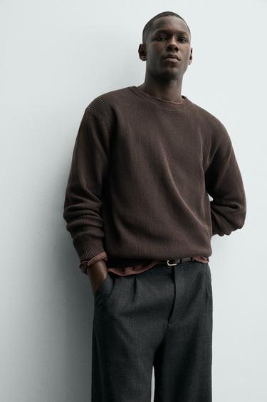 PULL EN MAILLE PERLÉE - Chocolat de Zara - Image 5