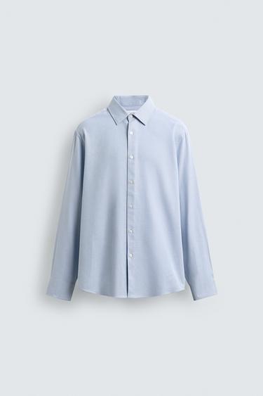 Zara EASY CARE TEXTURED SHIRT - Sky blue