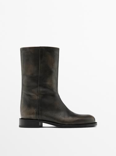 Zara Brushed leather ankle boots - Brown