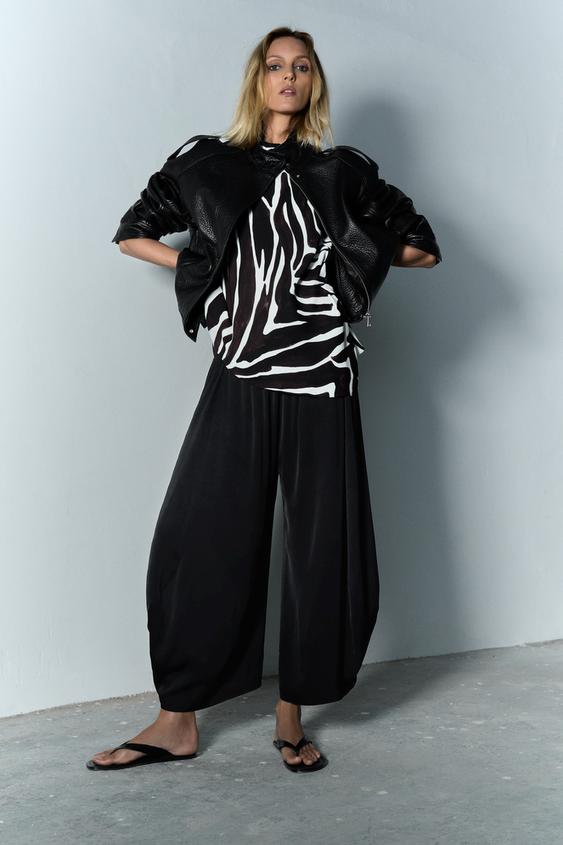 PANTALON FLUIDE VOLUME ZW COLLECTION Noir ZARA Belgique Belgium