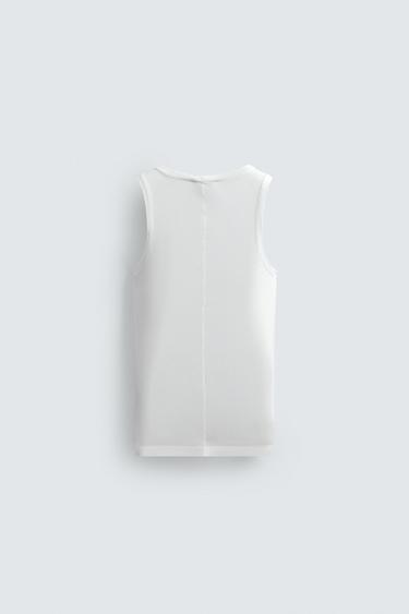 SLIM FIT TEXTURED VISCOSE TANK TOP - White by Zara - Image 6