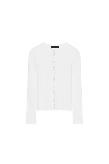 RIB KNIT CARDIGAN - White by Zara