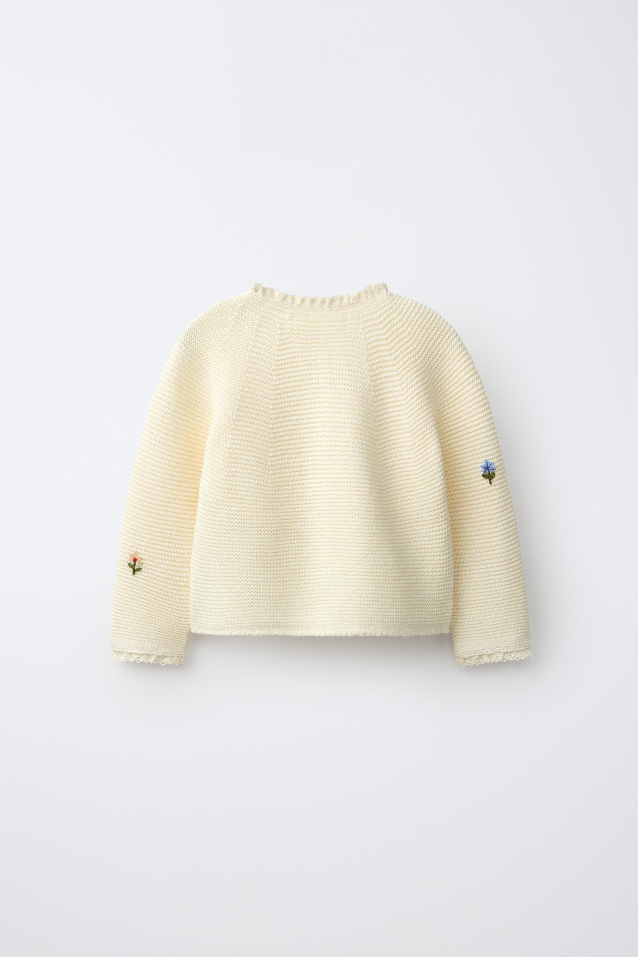 FLORAL EMBROIDERY CARDIGAN — Ecru (alternate view)