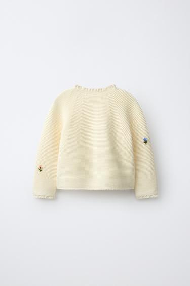 FLORAL EMBROIDERY CARDIGAN — Ecru 2
