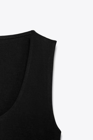 ROBE MI-LONGUE INTERLOCK - Noir de Zara - Image 2