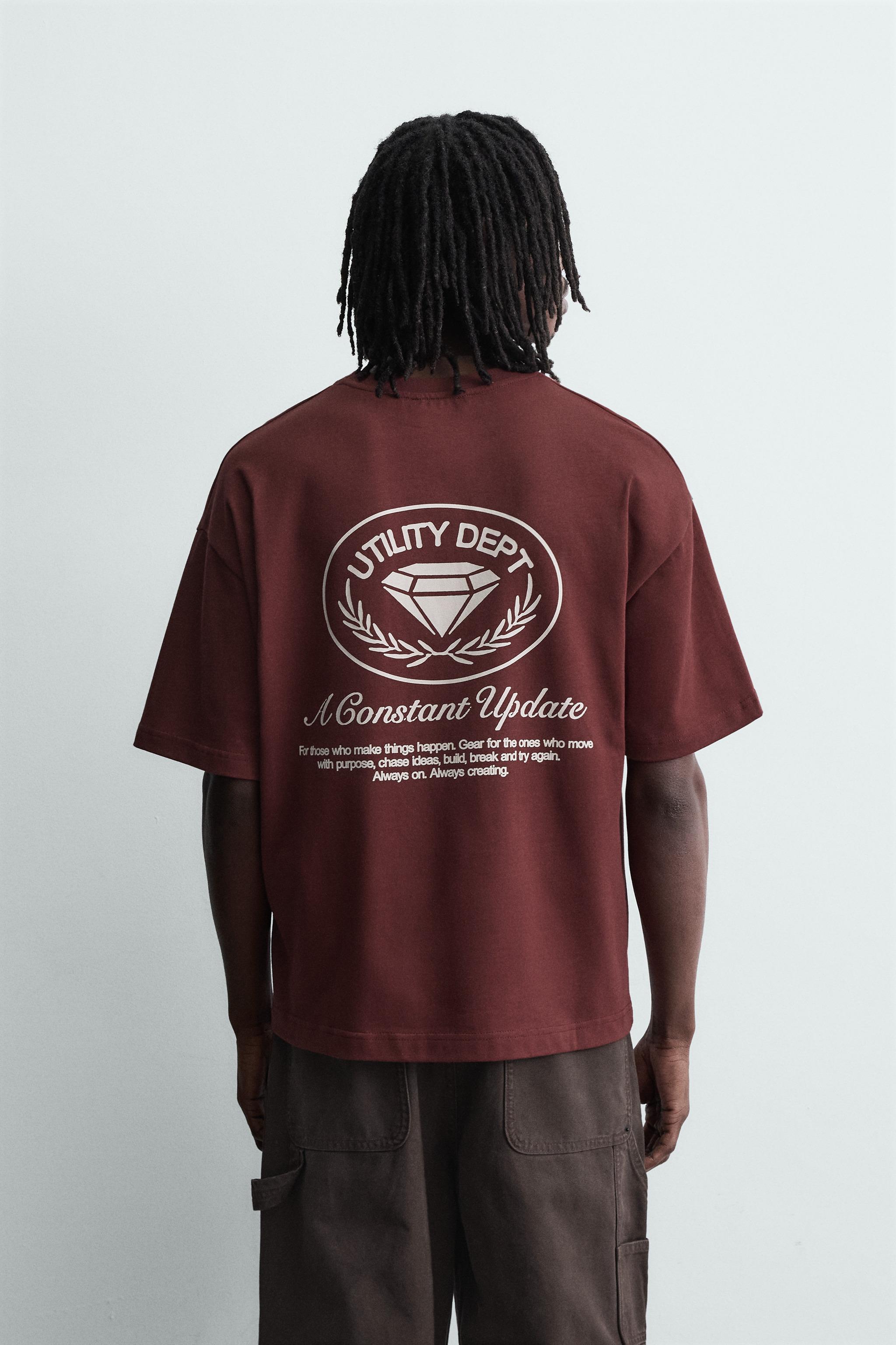 COMBINED PRINT T-SHIRT - Maroon | ZARA Canada