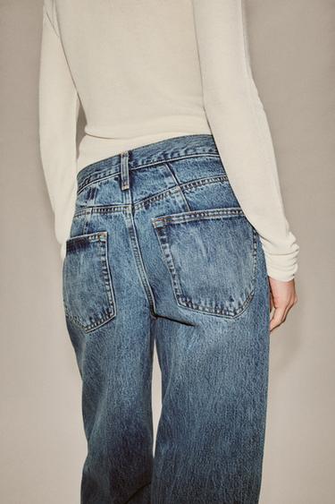 Zara ZW COLLECTION HIGH RISE TAPERED JEANS - Mid-blue