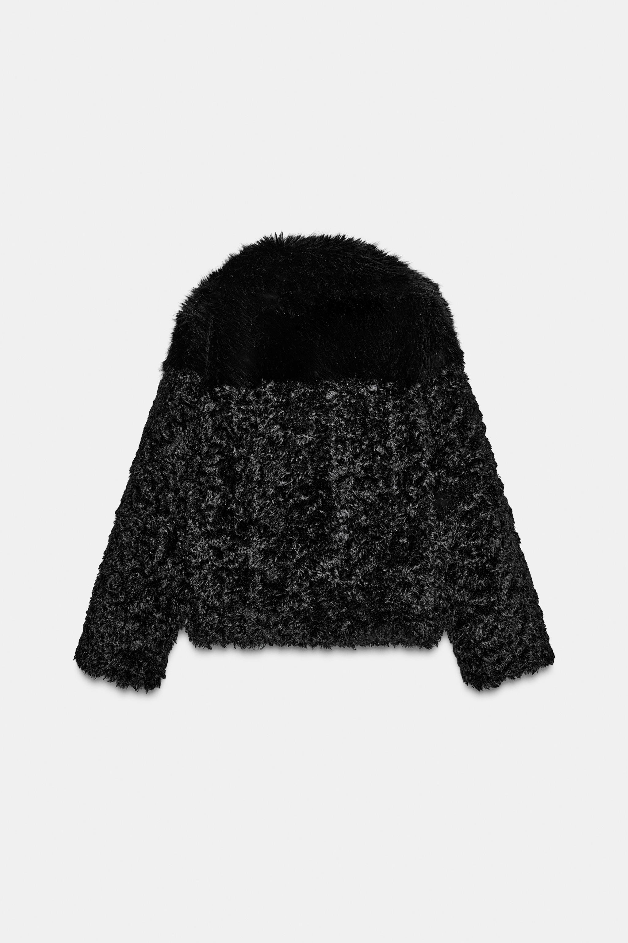ZW COLLECTION FAUX FUR SHORT COAT - Black | ZARA Canada