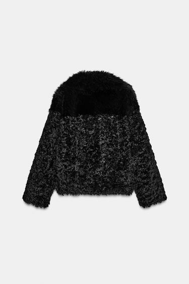 SHORT FAUX FUR COAT ZW COLLECTION - Black by Zara - Image 3