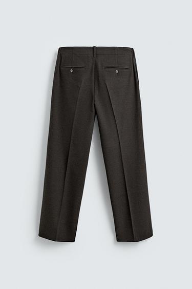 REGULAR FIT FLANNEL TROUSERS - Brown by Zara - Image 7