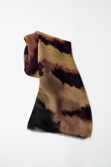 ANIMAL PRINT MODAL SILK SCARF - Leopard by Zara