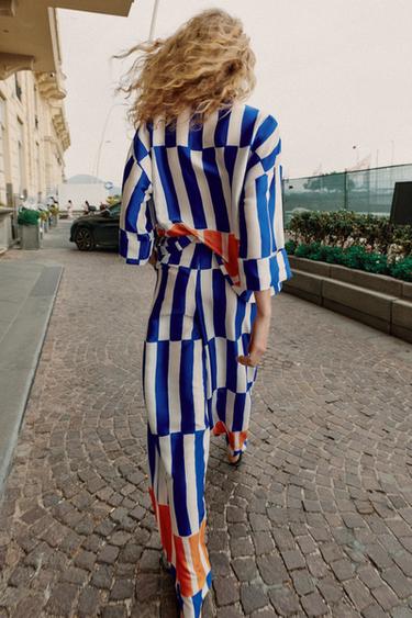 STRIPED WIDE-LEG TROUSERS - Multicoloured by Zara - Image 3