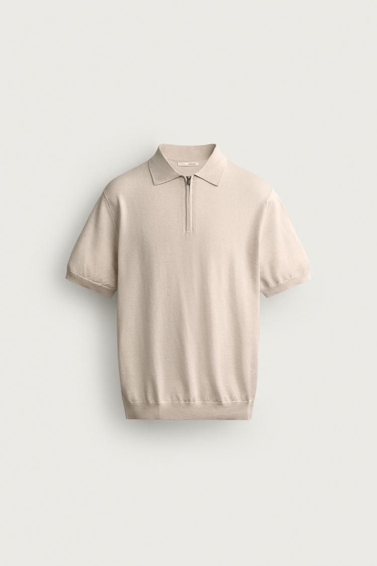 REGULAR FIT ZIP-UP KNIT POLO SHIRT