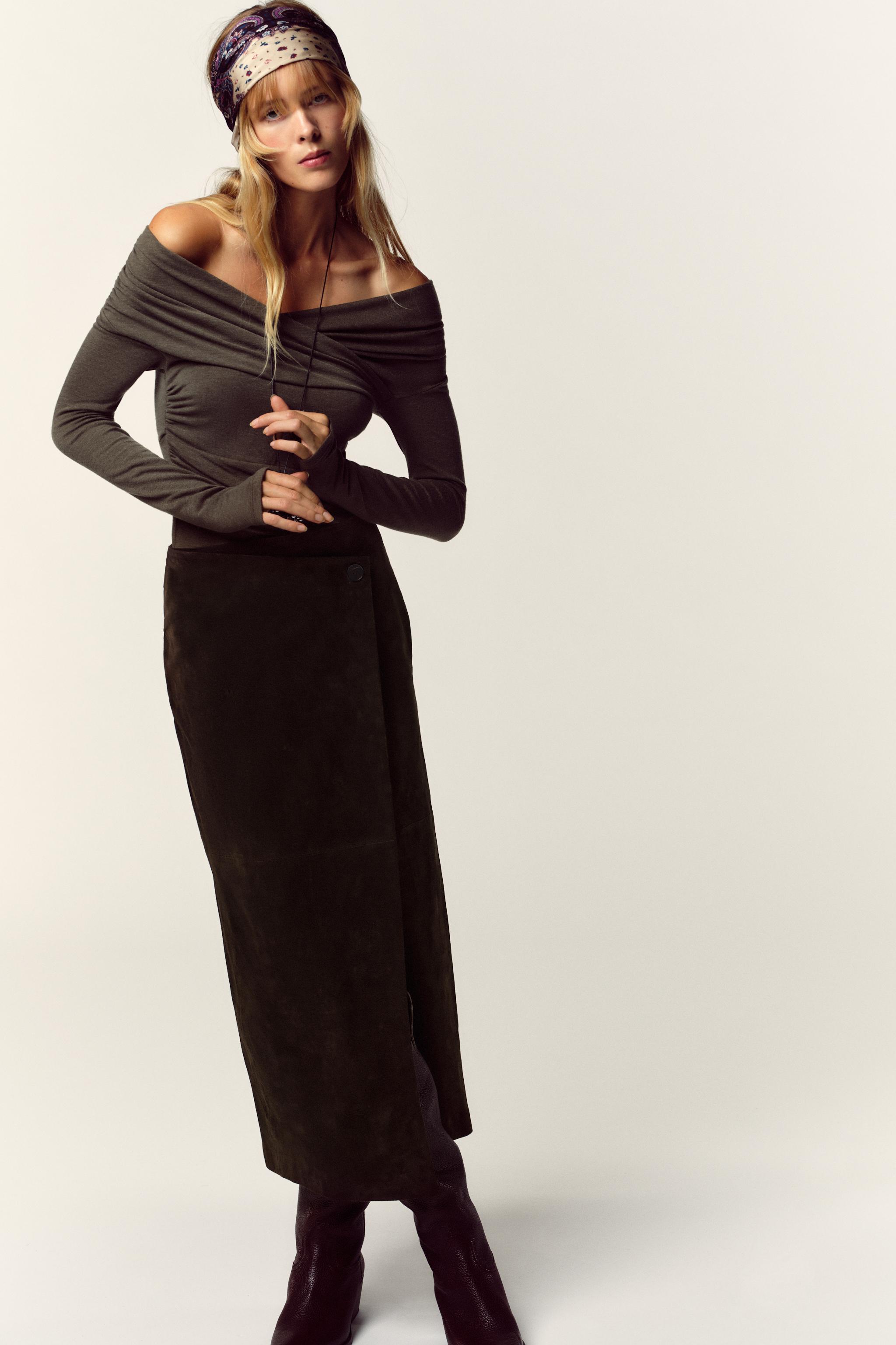 DRAPED WRAP TOP - Green marl | ZARA United States