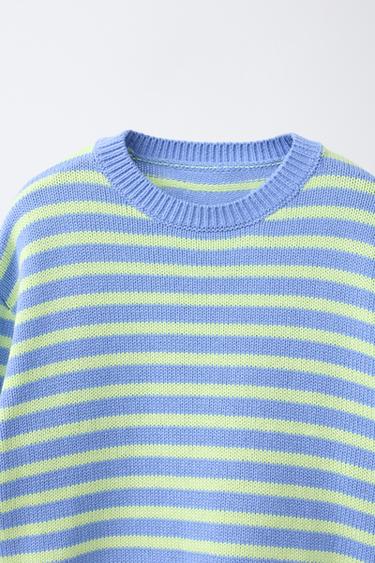 PULL EN MAILLE À RAYURES - Citron vert de Zara - Image 2