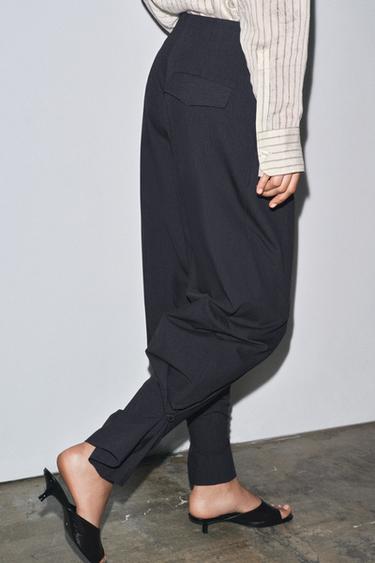 ZW COLLECTION PINSTRIPE BALLOON TROUSERS - Navy blue by Zara - Image 2