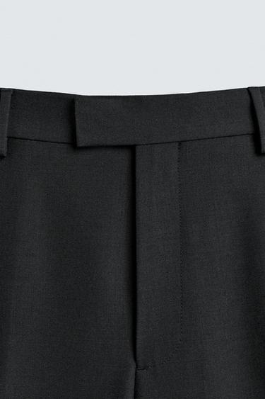 WOOL BLEND STRAIGHT-LEG TROUSERS - Black by Zara - Image 7