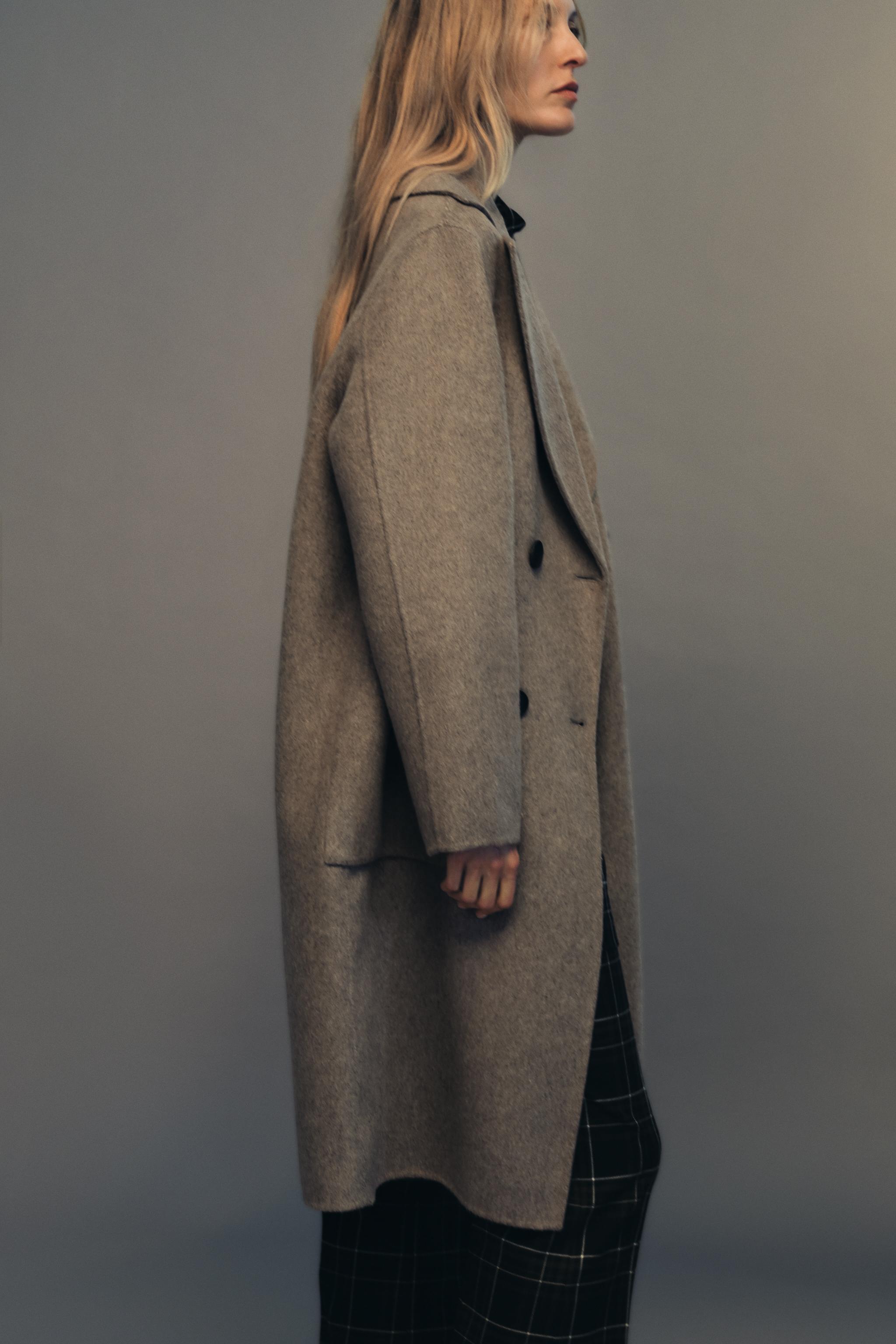 LONG WOOL BLEND DOUBLE BREASTED COAT - Mink | ZARA United States LONG WOOL BLEND DOUBLE BREASTED COAT - Mink | ZARA United States