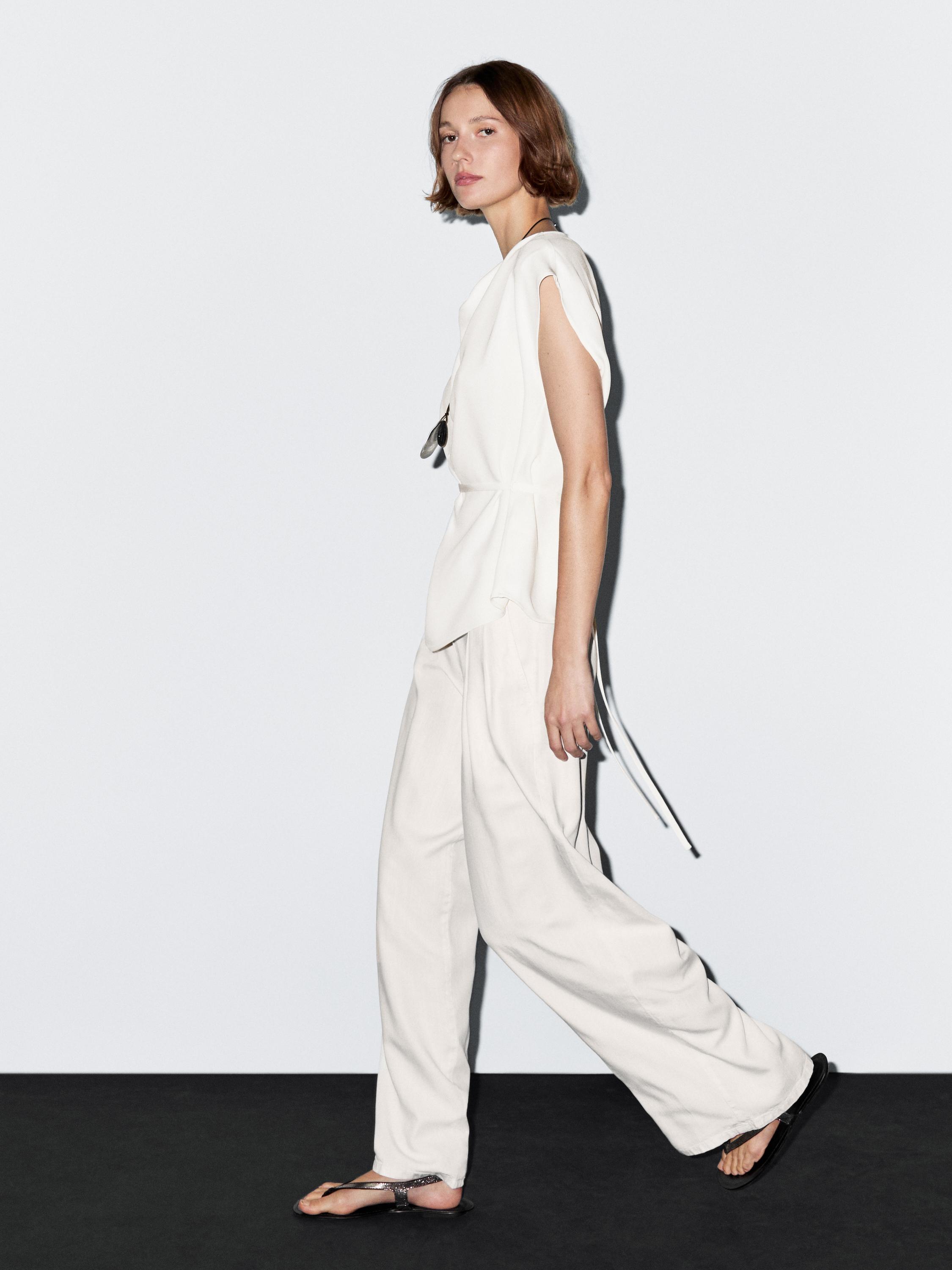 Pantalon wide leg à double pince