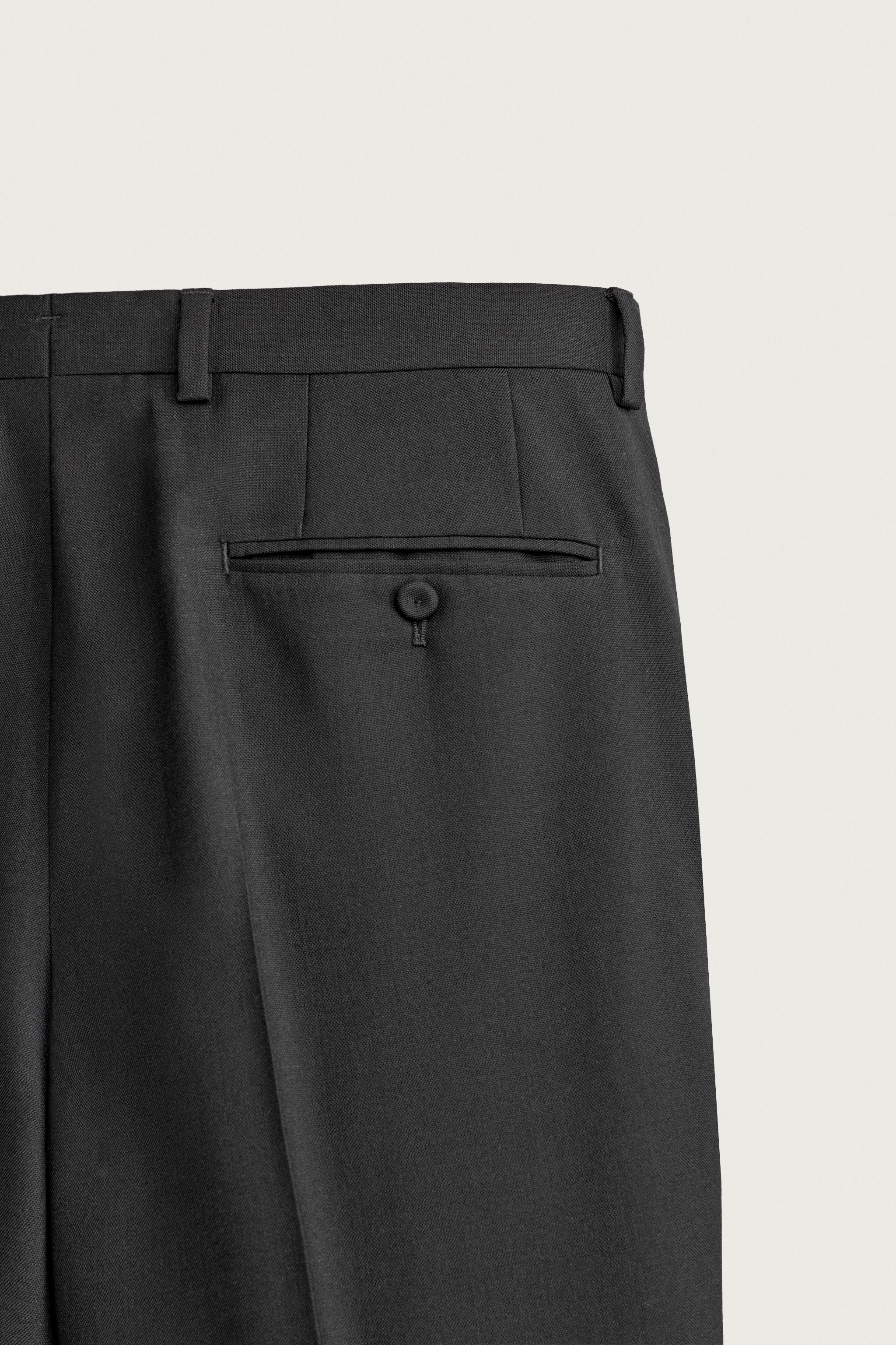 Мужские брюки Zara REGULAR FIT PLEATED TUXEDO PANTS — фото 8