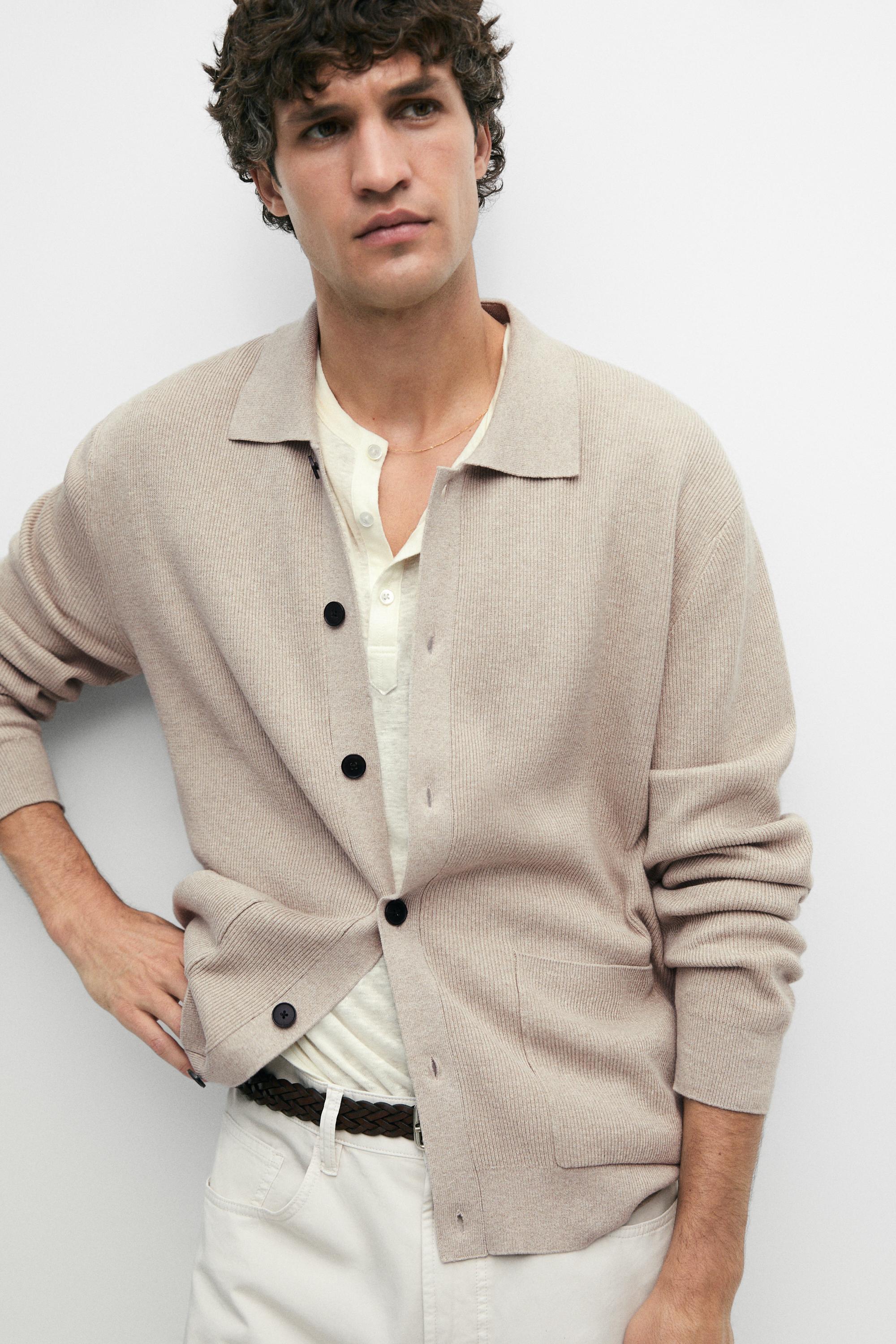 Cardigan en maille 100 % coton à poches