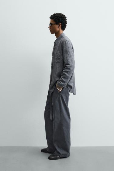 CHEMISE FLUIDE À RAYURES - Bleu délavé de Zara - Image 3