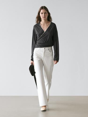 Zara Knit wrap cardigan with lace detail - Anthracite grey - Image 0