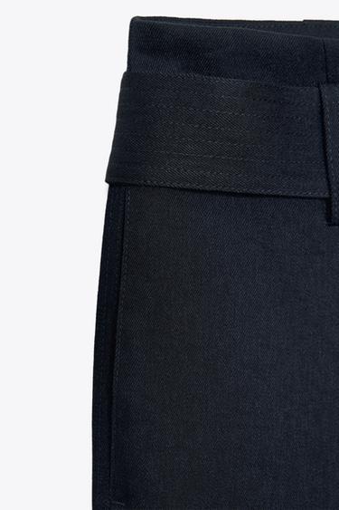 BELTED WIDE-LEG TROUSERS - Navy blue by Zara - Image 8