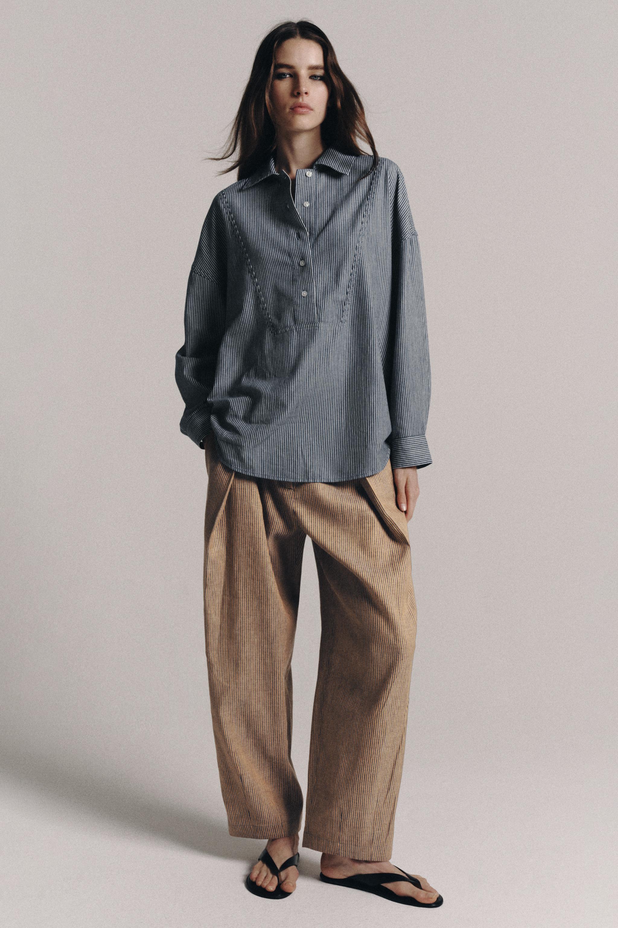 ZW COLLECTION リネン混 ダーツパンツ - オレンジ色 | ZARA Japan / 日本