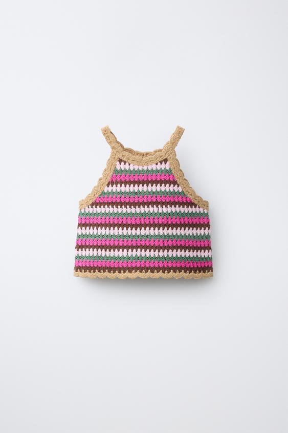 TOP PUNTO CROCHET RAYAS - Multicolor de Zara - Imagen 0