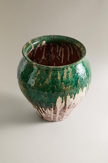 VASE CÉRAMIQUE VIEILLI - Vert / Écru de Zara - Image 1
