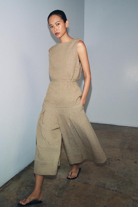 ZW COLLECTION WIDE-LEG LINEN PANTS from Zara - $119