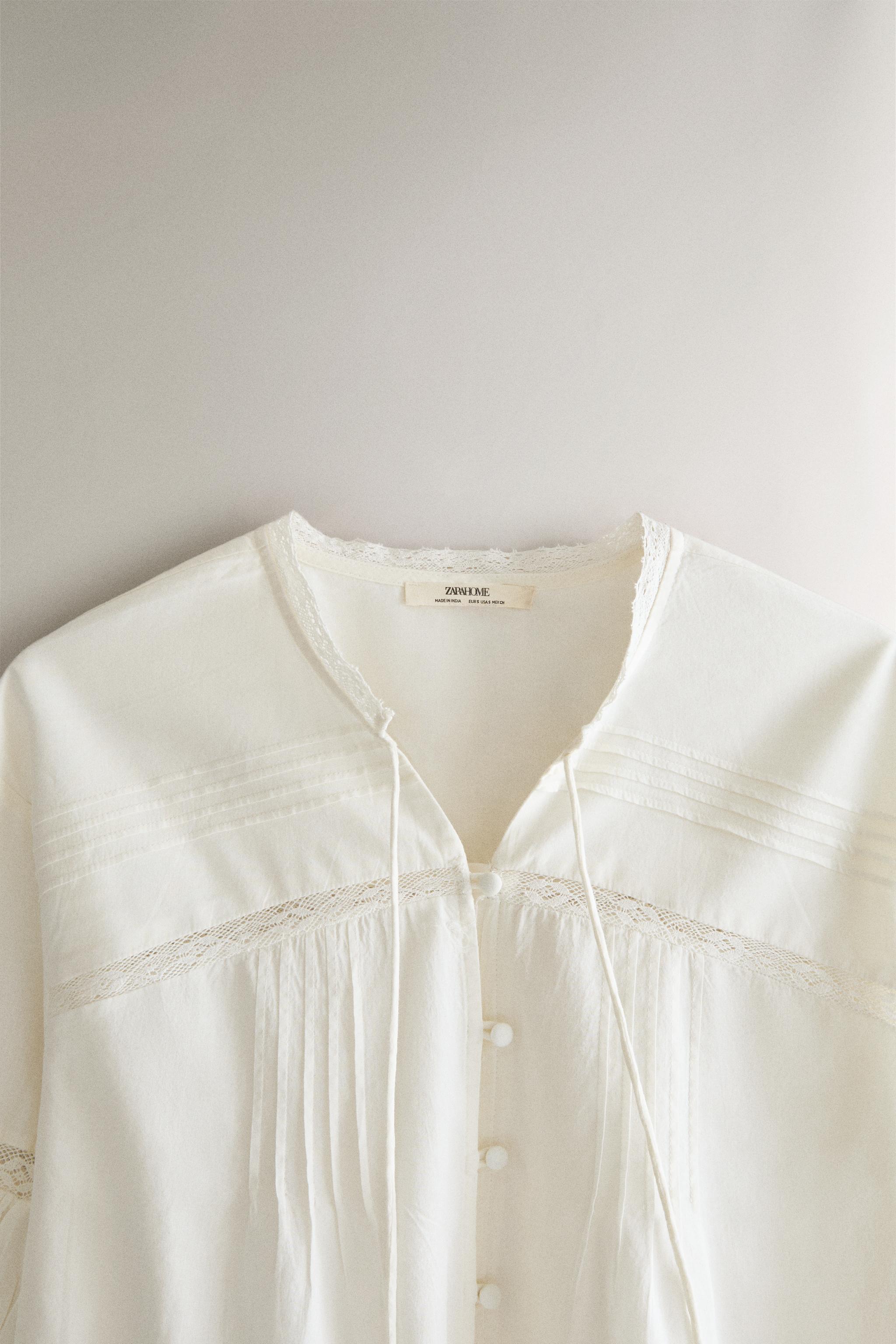 LACE COTTON SHIRT — Ivory