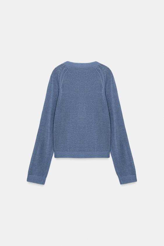 PULL EN MAILLE À BOUTONS - Bleu de Zara - Image 9