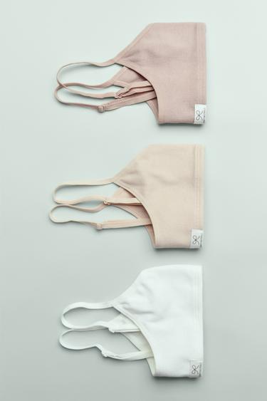 6-14 ANYS/ PAQUET DE TRES TOPS DE CANALÉ AMB ETIQUETA - rosa pàl·lid de Zara