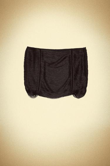 Zara FRINGED MINI SKIRT - Black