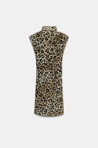 ROBE COURTE DRAPÉE AVEC FOULARD À IMPRIMÉ ANIMALIER - Leopard de Zara - Image 5