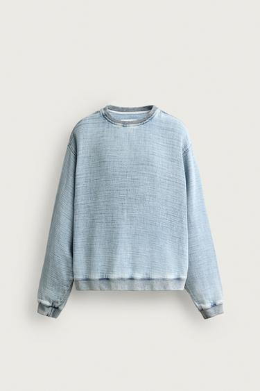 SOFT WASHED TEXTURED SWEATSHIRT - Light blue by Zara