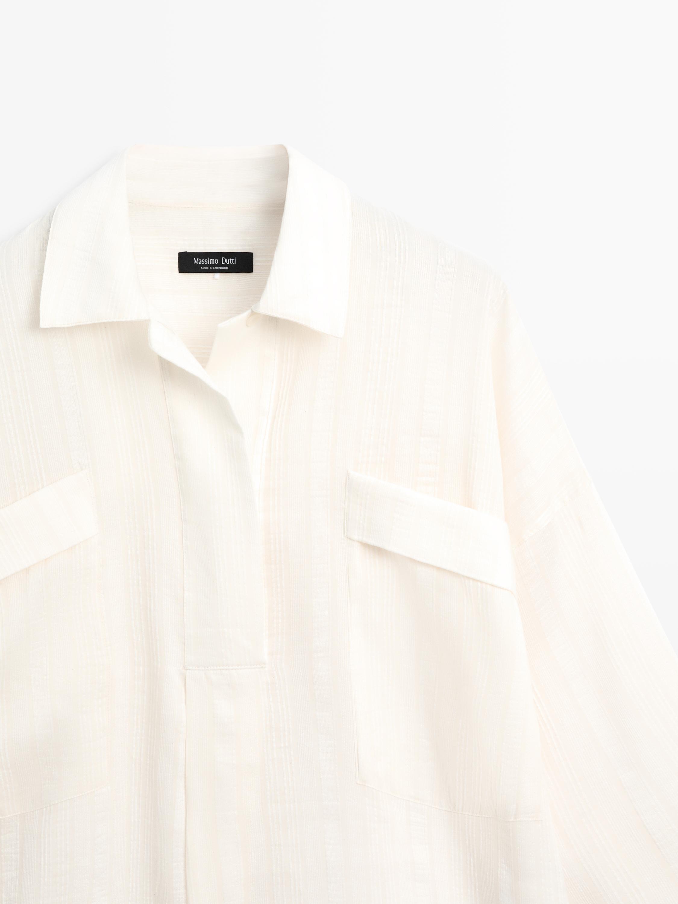 Flowing linen and cotton shirt with opening