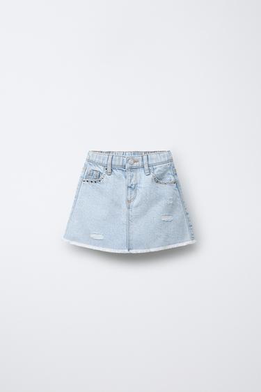 STUDDED DENIM SKIRT - Light blue by Zara - Image 0